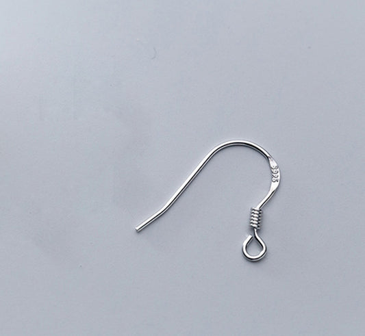 Sterling Silver Earring Hook Ear wire pair S925  - 0.65mm - 1 gram -