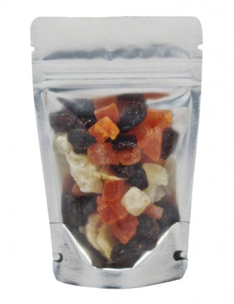 Pack of 100 6x11x3 inch 12 oz. Clear with Silver Back Stand Up Gusseted Barrier Pouches - Ziploc & heat sealable