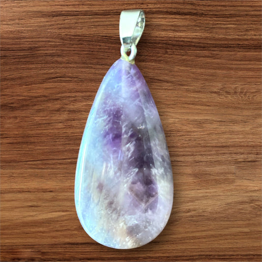 Amethyst Teardrop  Pendant - Silver plated Brass Bail - NEW625