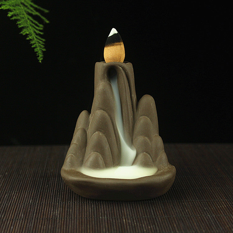 Mountain Incense Backflow Burner - Ceramic Porcelain  - 8x9cm