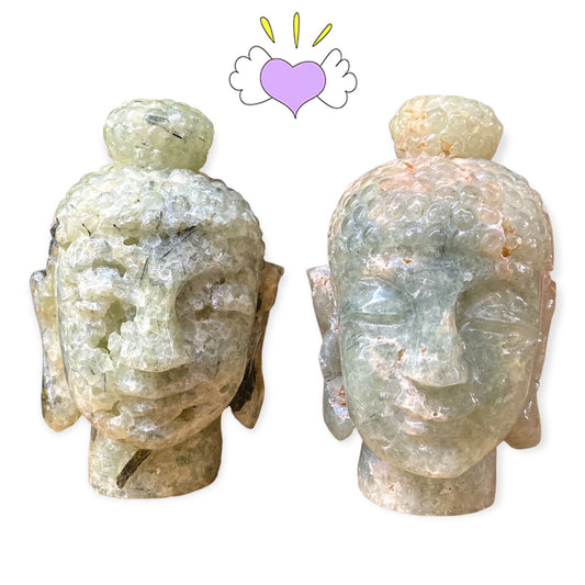 Liu Li Buddha Head - Green Prehnite - Medium 5.75 inch 1400g - Made in China - NEW722