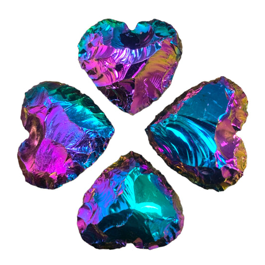 Titanium Aura Quartz - Heart Flinted - 30 to 35mm - India - NEW1222