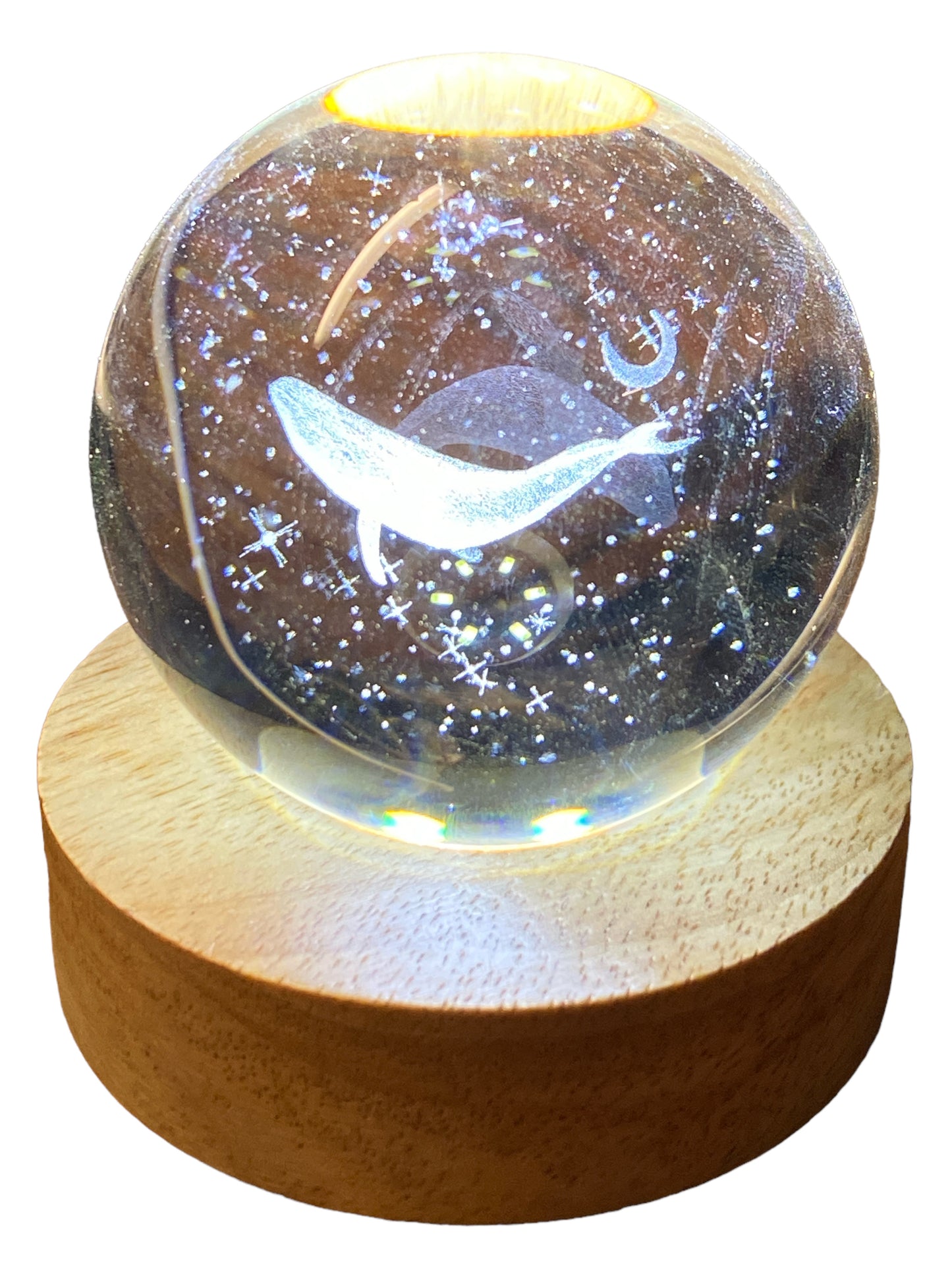 Clear Glass Sphere - Whale Engraved- 6cm - China