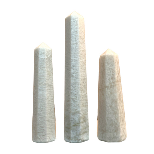 CREAM MOONSTONE - Points Polis - 3 à 5 pouces - Prix au gramme par pièce