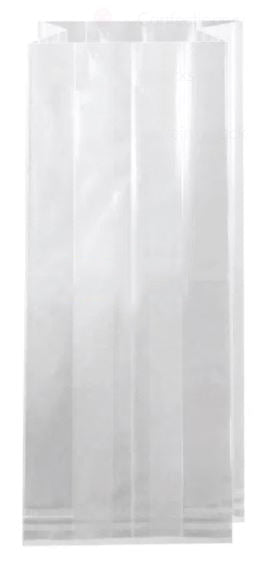 PK/100 - 7.75 x 3.25 x 2 - CLEAR GUSSET Block Bottom BAGS 2 mil Premium