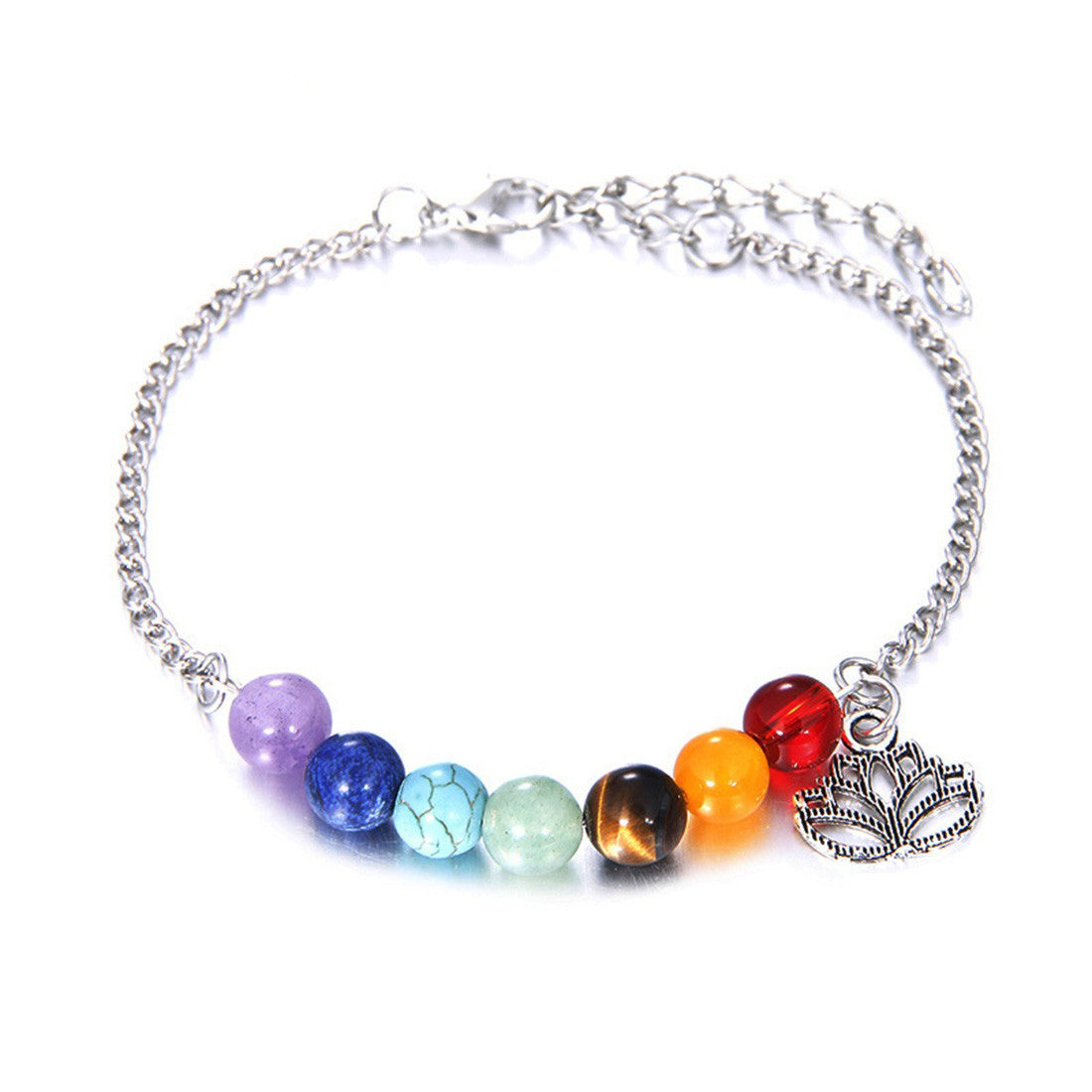 Gemstone Charm Bracelet - Zinc Alloy - Twist Oval Chain - 6.7 inches