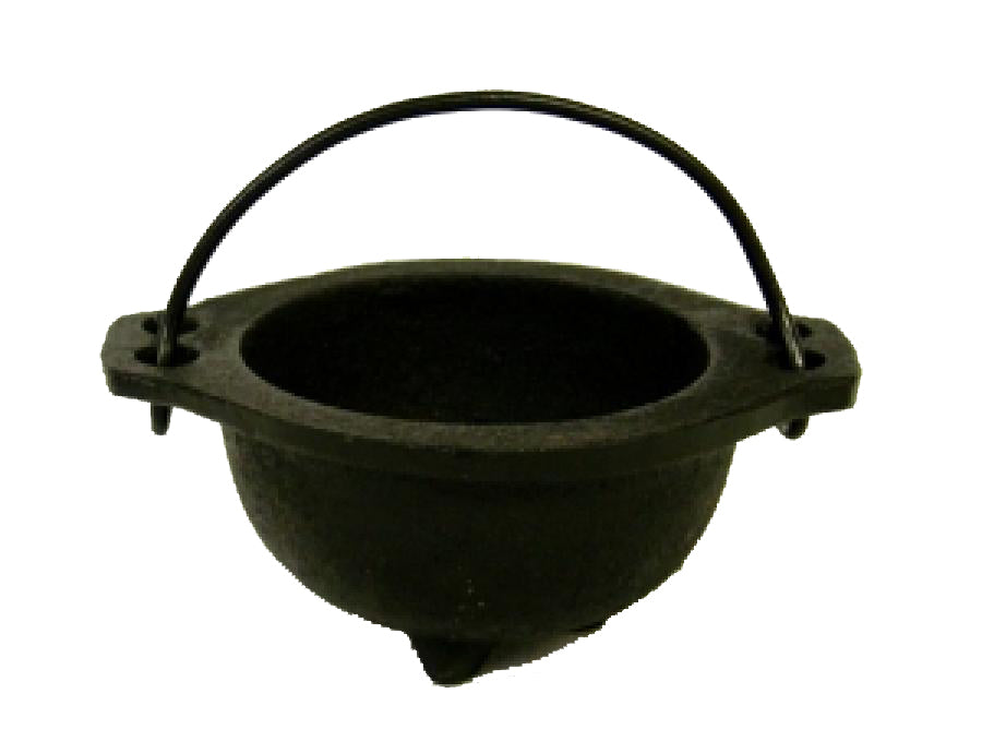 Cast Iron Cauldron Round - With Handle - With Feet - 4 inch x 3 inch x 1.75 inch H - Alter Supplies