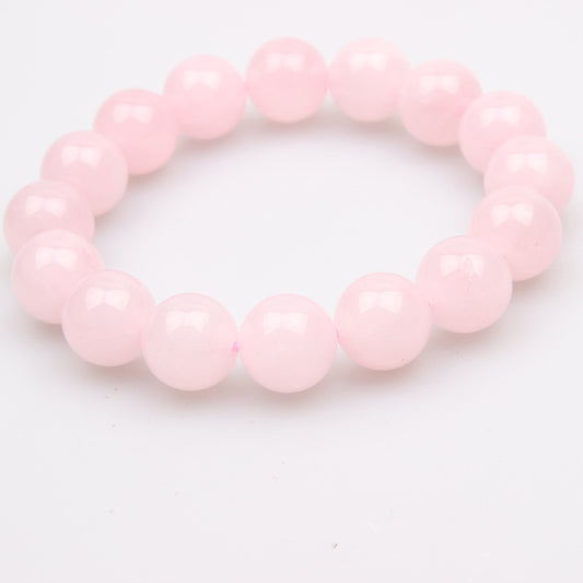 Bracelet en quartz rose - Perles de 12 mm - Environ 7,1 pouces - NEW222