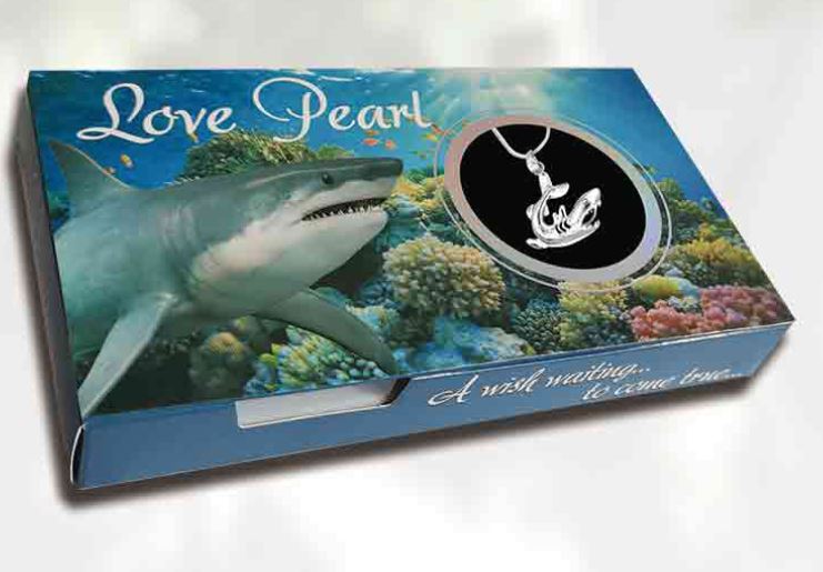 Wishing Pearl Shark Design Box with Shark Pendant and Necklace - NEW523