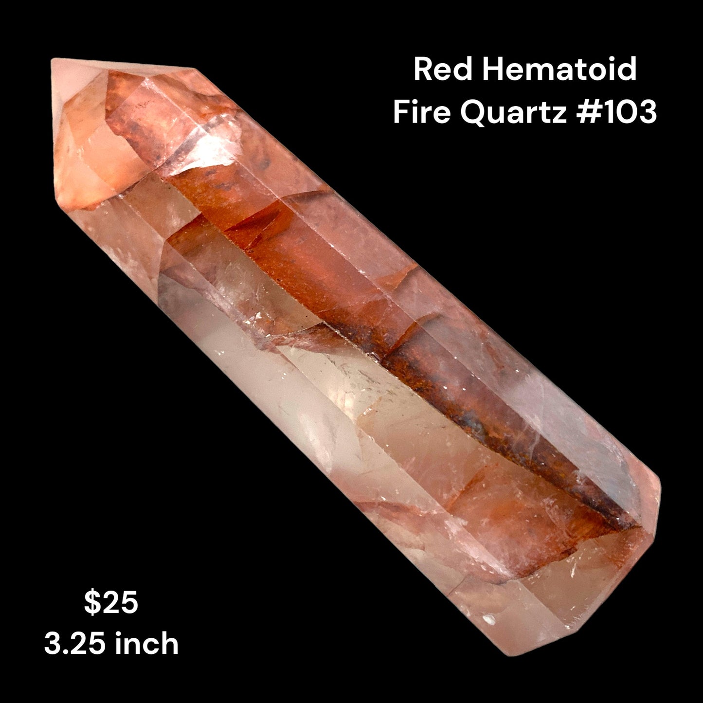 Red Hematoid Fire Quartz - 3.25 inch - 89g - Polished Points