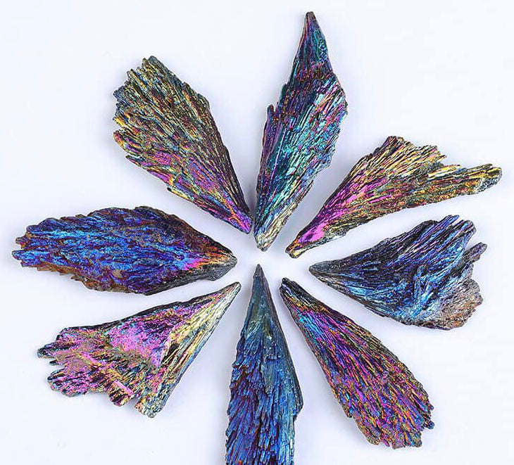 Black Kyanite Rainbow Aura Feathers Blades - Assorted Sizes - Sold by the gram - China - NEW822