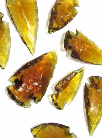 Aqua Yellow Glass Arrowheads - 10 grams - NEW1020