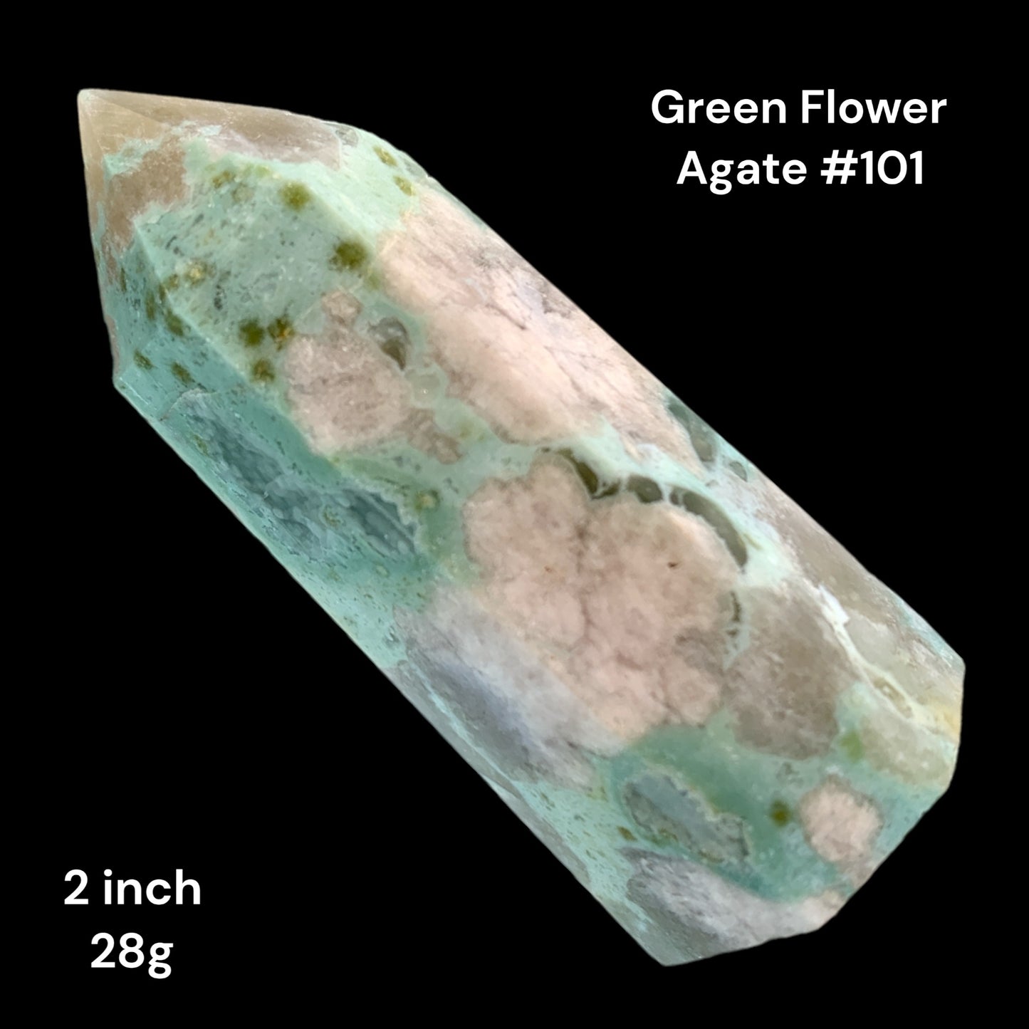 Green Flower Agate - 2 inch - 28g - Polished Points and Towers