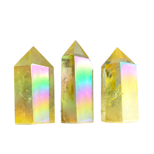 Clear Quartz Aura (Yellow) - 3-4 inch - Price per gram - NEW423 - Polished Points