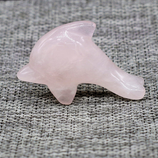 Dolphin - Rose Quartz - Mini 1 inch - 1 Piece - China - NEW1022