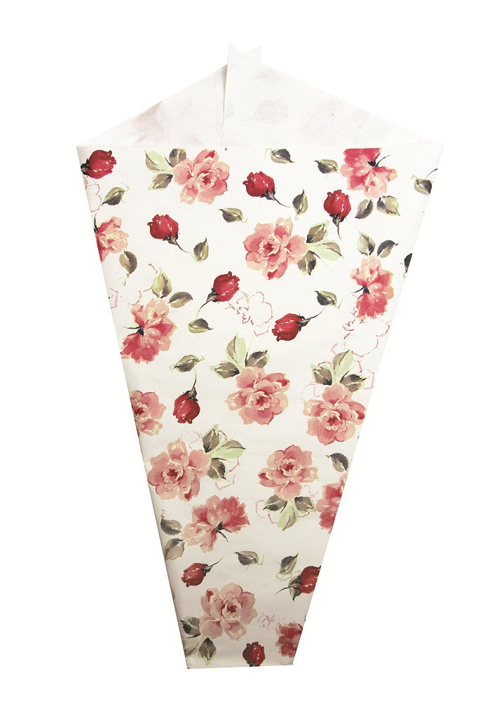 PK/10 - 6 inch PAPER SLEEVES Victorian Rose White