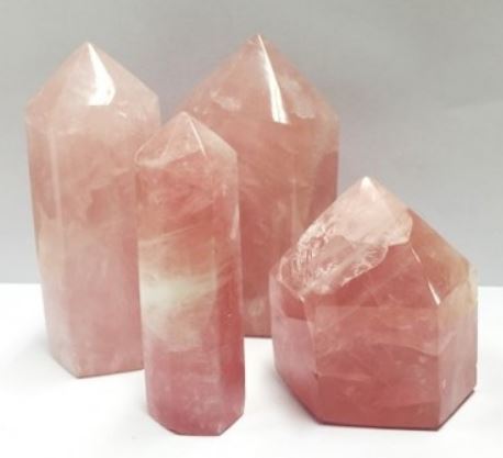 Quartz rose - Pointes polies - Grade B - 3 à 6 pouces - Prix par gramme - Brésil - NEW122 (5-10pcs dans un kg)