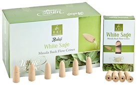 Balaji - White Sage - Backflow Incense Cones 10  per inner box (12/boxes) NEW1220