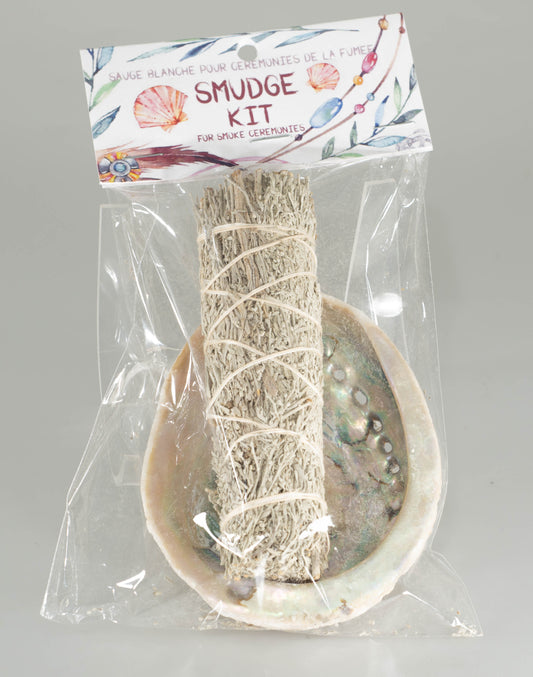 SMUDGE KIT - MIDAE ABALONE W/ BLUE SAGE 4 pouces STICK - Sacred Sage