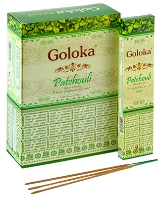 Goloka Premium - Patchouli - Bâtons d'encens 15 grammes par boîte intérieure (12/boîte) NEW920