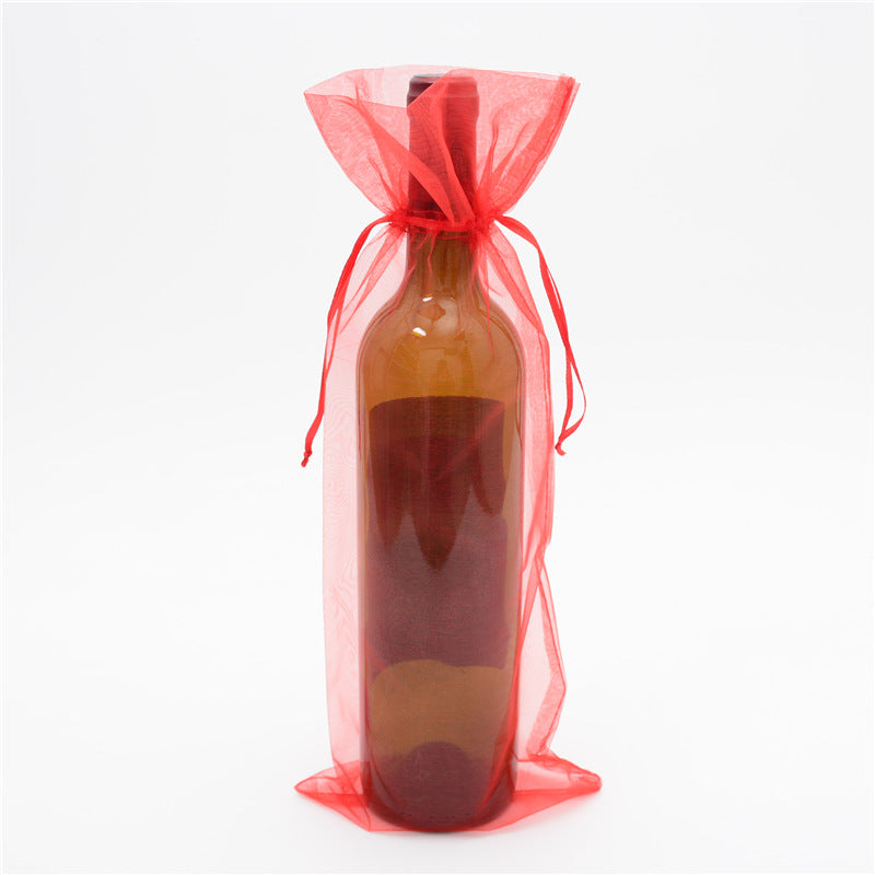 PK/100 sacs pour bouteilles de vin - ROUGE 6 x 15 pouces - ORGANZA - RECTANGLE avec cordon de serrage - 15 x 38cm - NEW922