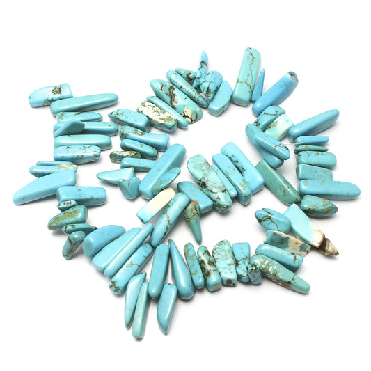 Blue Turquoise Gemstone Bead Nuggets - 1mm Hole - 15.5 Inch Long Imitation  Size:5x13x4mm to 8x30x8mm