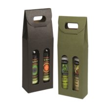 Black Linen 2 Bottle Carrier for Tall Bottles 4.25″ x 2.13″ x 12″