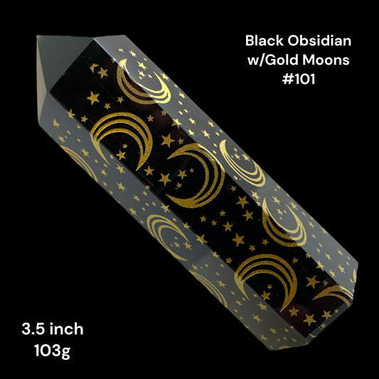 Black Obsidian w/ Gold Moons - Polished Points - 3.5 inch - 103g