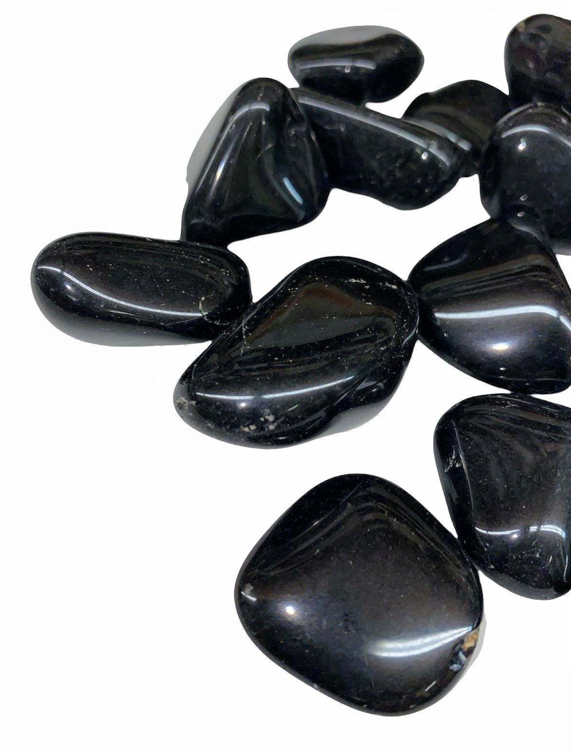 Black Obsidian Tumbled Stones QA - 20 to 30mm - 1 lb - Brazil