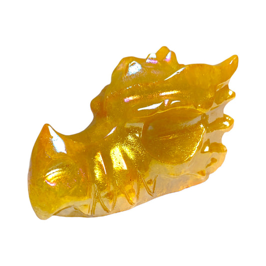 Yellow Fire Aura DRAGON HEAD Mixed Stones - 3 inch 80-90mm MEDIUM - Price Each - China - NEW423