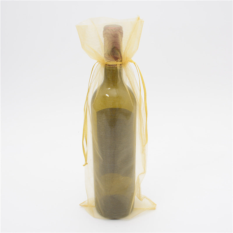 PK/100 sacs pour bouteilles de vin - OR 6 x 15 pouces - ORGANZA - RECTANGLE avec cordon de serrage - 15 x 38 cm - NEW922