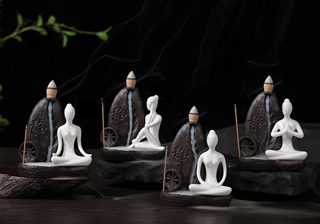 Incense Smoke Backflow Holder Ceramic Incense Burner, Porcelain