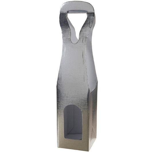 SILVER Single Sculpted WINE BOTTLE BOX (100 per case)