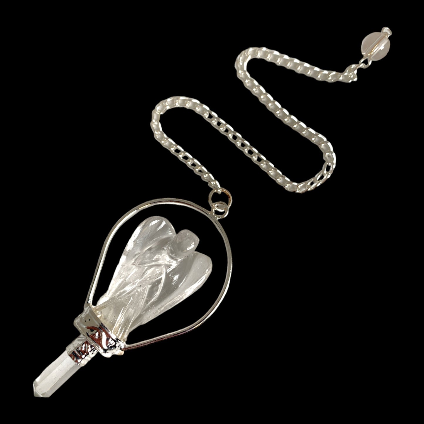 Crystal Quartz Angel Pendulum - Platinum Color Plated - NEW522