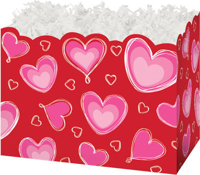 Ombre Hearts Basket Box - Large - 10 1/4 x 6 x 7 1/2 pouces de profondeur (commande par 6)