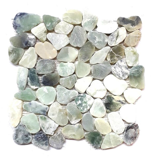 Sliced Moon Green Jade Pebble Interlocking Tiles - 30 x 30cm - 11 per case