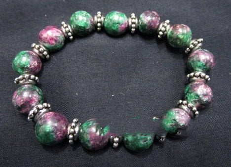 Bracelet Élastique Rubis Fuchsite 10mm Avec Perle Pneu - NEW1020