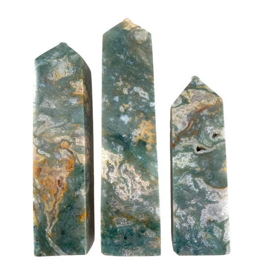 Moss Agate - 4 to 5 inches - Price per gram - China - NEW622 - Polished Towers Points