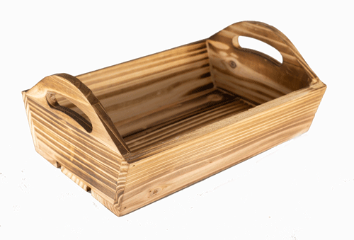 Brown Pine Wood Tray SMALL 11.5 x 9 x 4.5 inch @ deepest - Fits a 25 x 30 Basket Bag