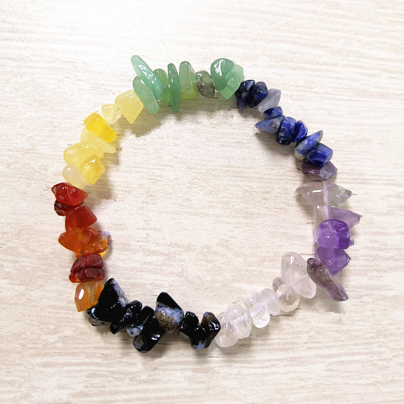 Chakra 7 Bracelets de puces de pierres précieuses de guérison avec boîte de présentation 25 pièces