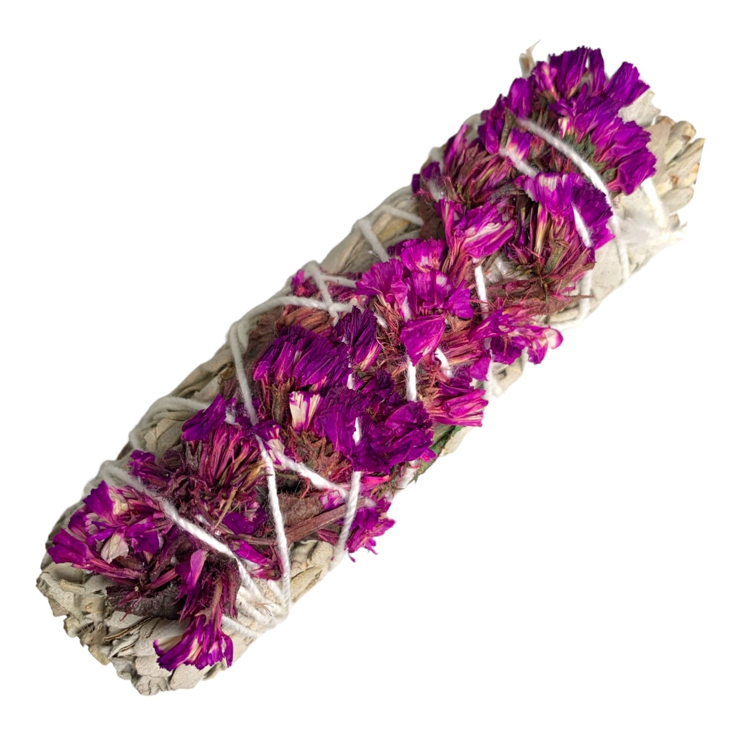 White Buffalo Sage with Sinuata Flowers - Lavender - 4 inch Smudge Sticks - BULK - NEW1021