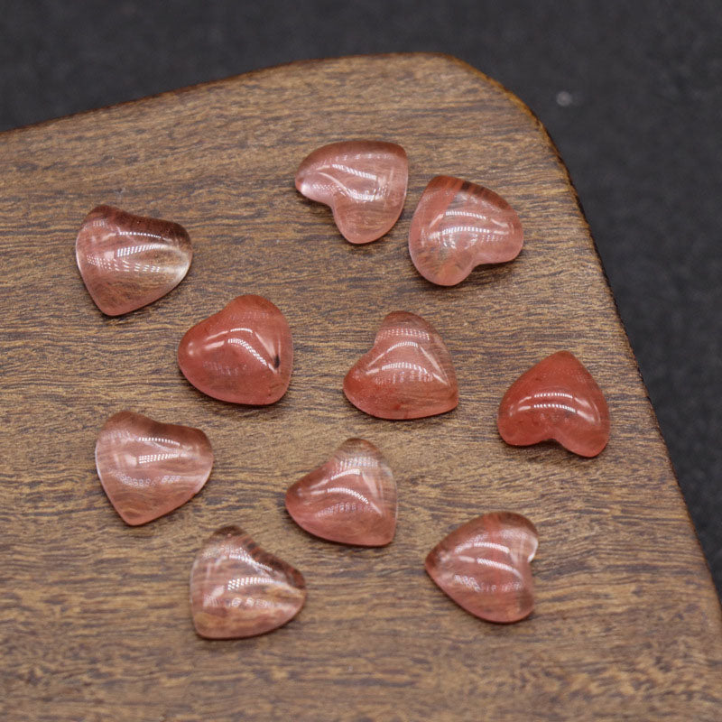 Polished Cabochon Heart - 10mm 5g - Cherry Quartz - NEW221