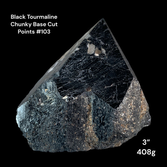 Black Tourmaline - 3 inch - 408g - Natural Cut Base Chunky Polished Points