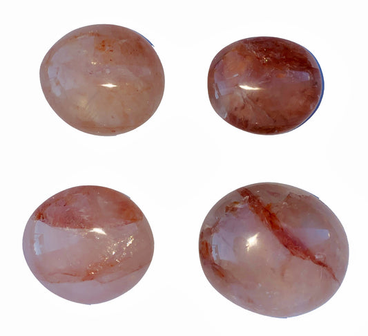RED HEMATOID Fire QUARTZ Palm Stones - Large 1.75x3 inch - 50 - 60 mm - 140 Gram Average - China