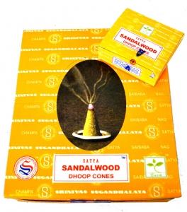 Satya Sandalwood Cones - 12 cones per pack 12 packs per box