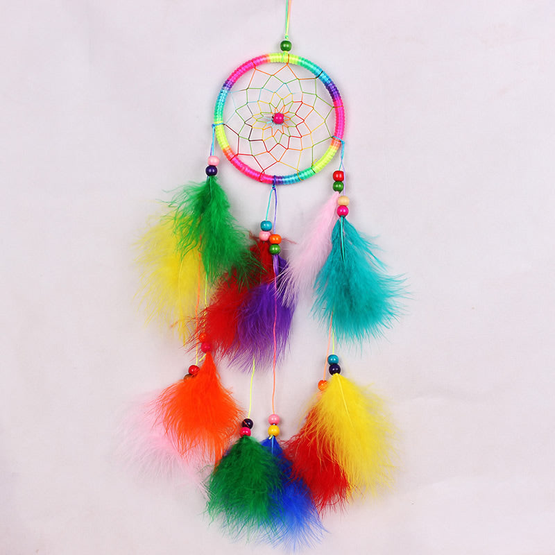 Fashion Dream Catcher - Feathers Velveteen Glass Seed Beads - Multi Color - 110 x 550 mm