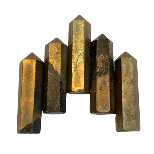 Golden Pyrite 6 Facet Single Terminated Pencils 25-35mm - 5 Grammes - Inde - commande par 5 - NEW1020