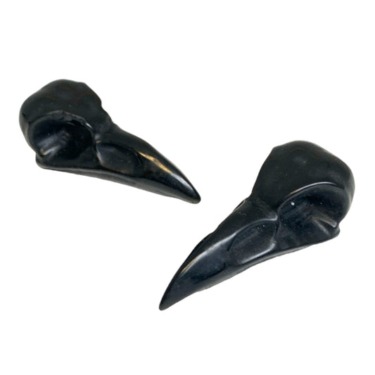 Raven SKULL - Black Obsidian - Small 1.5 inch 43-16mm x 16mm - China - NEW523