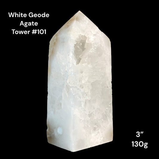 White Geode Agate - 3 inch -130g - China - NEW822 - Polished Towers Points