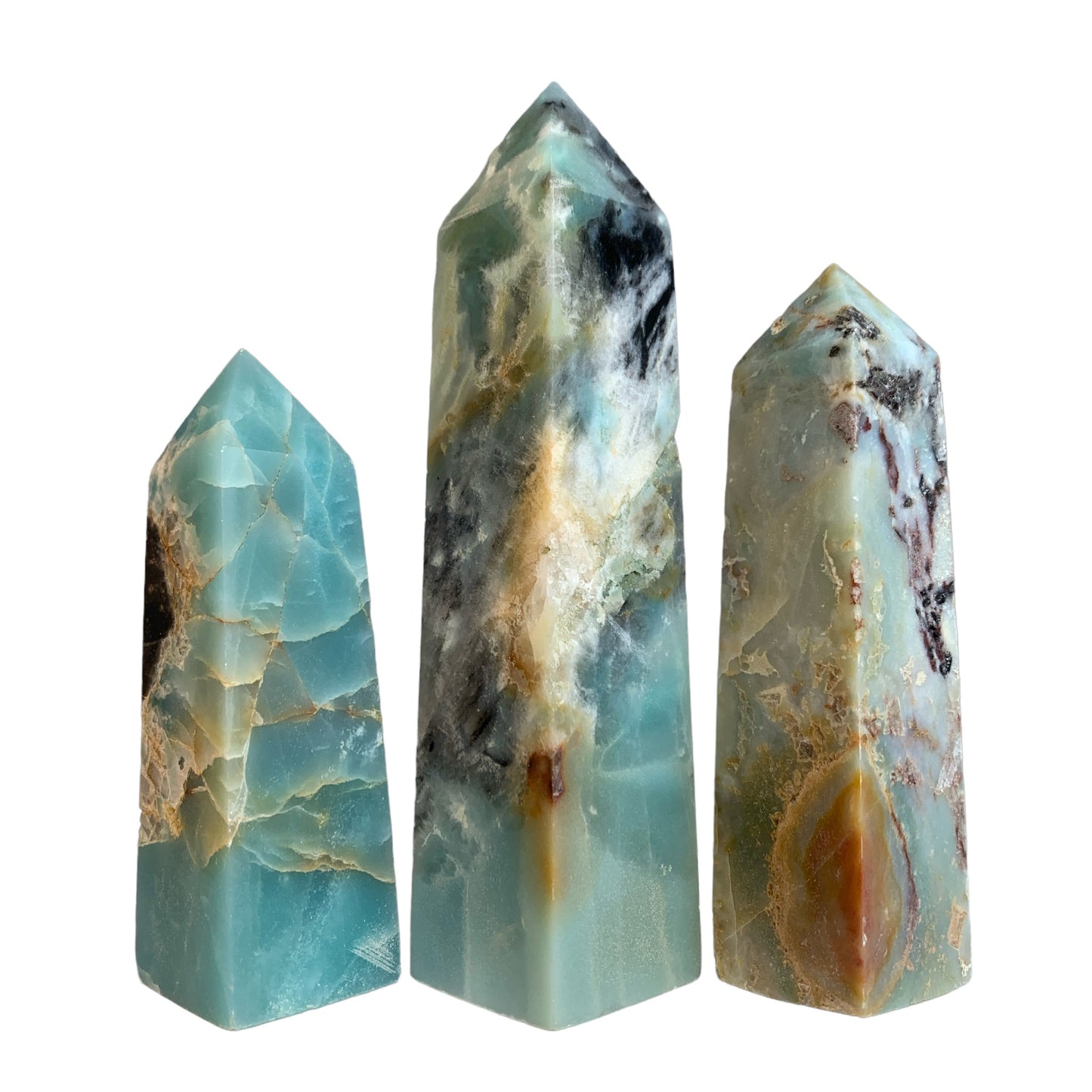 Caribbean BLUE CALCITE - Carré de tour poli - 3.15 - 4 pouces 8-12cm - Prix au gramme - Chine - NEW821